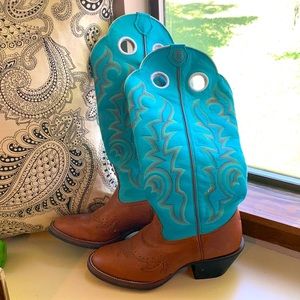 Tony Lama teal turquoise tall horse cowboy boots